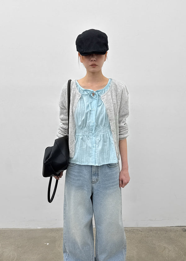 Purehi Linen Round Knit Cardigan