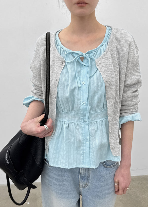 Purehi Linen Round Knit Cardigan