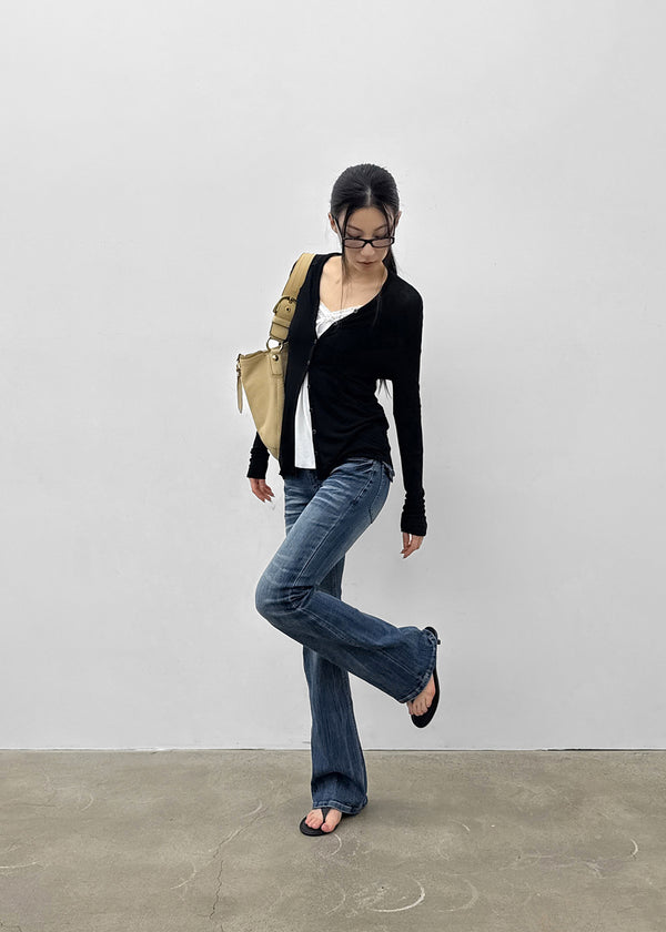 Tipol V-neck Tencel Long Cardigan