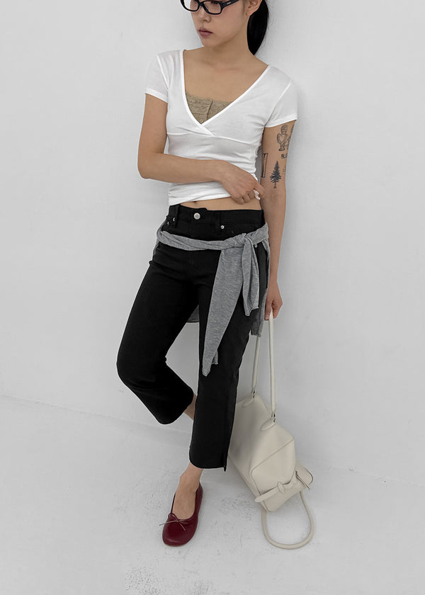 Popu Slit Cropped Capri Pants