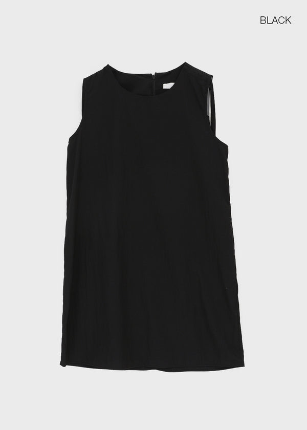 Cantut Shirred Ribbon Nylon Mini Dress