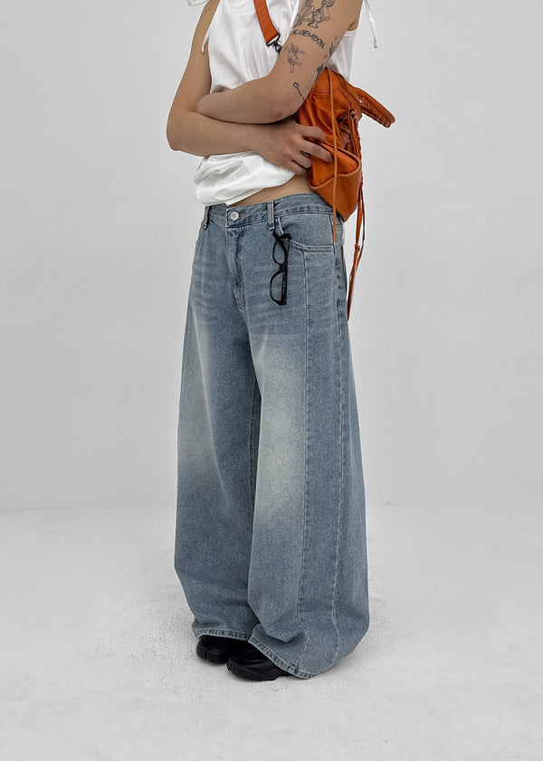 Latka Cut-out Washed Wide Denim Pants