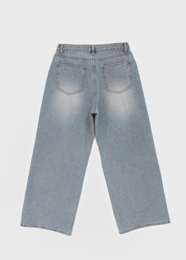 Latka Cut-out Washed Wide Denim Pants