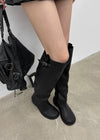 Lovt Leather Buckle Long Boots