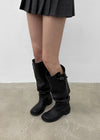 Lovt Leather Buckle Long Boots