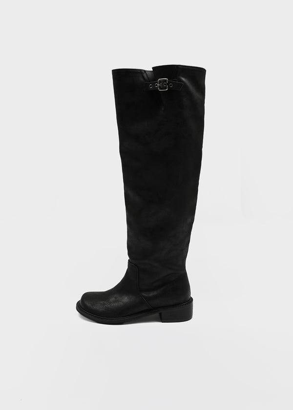 Lovt Leather Buckle Long Boots