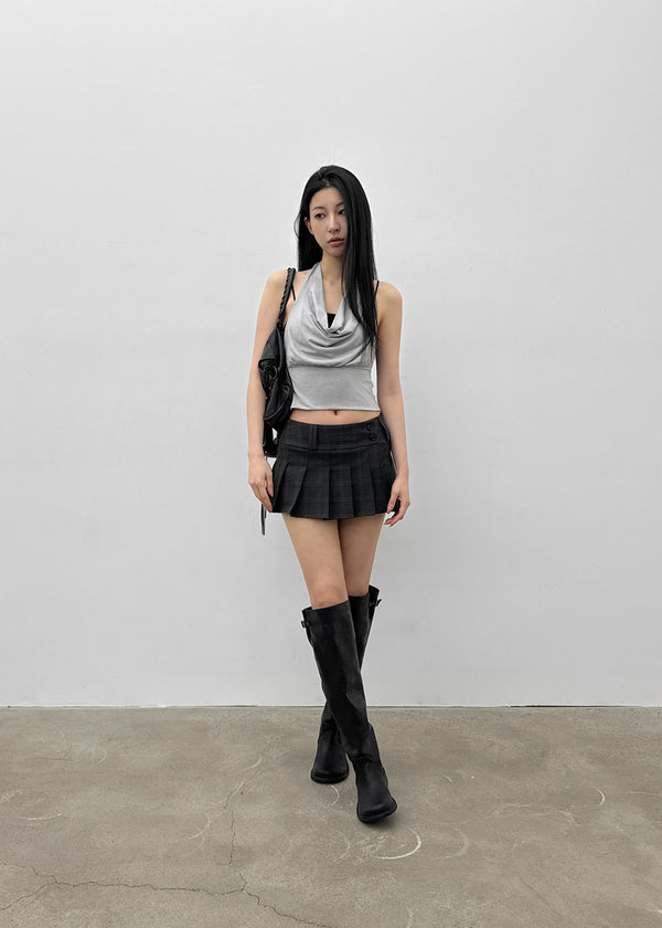 Tom Lee Check Pleated Miniskirt
