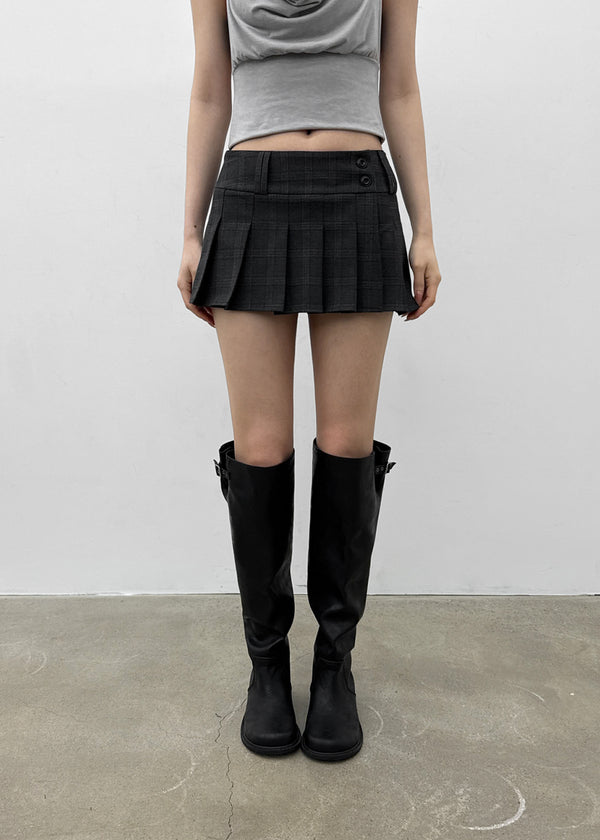 Tom Lee Check Pleated Miniskirt