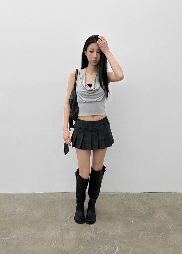 Tom Lee Check Pleated Miniskirt