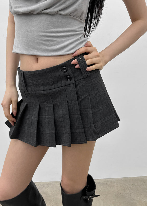 Tom Lee Check Pleated Miniskirt