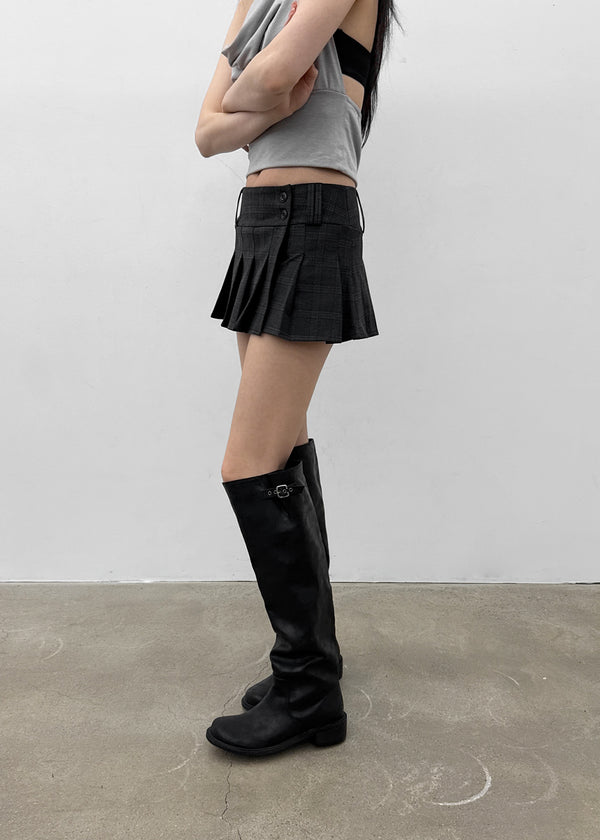 Tom Lee Check Pleated Miniskirt