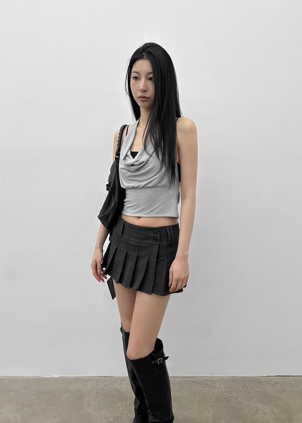 Tom Lee Check Pleated Miniskirt