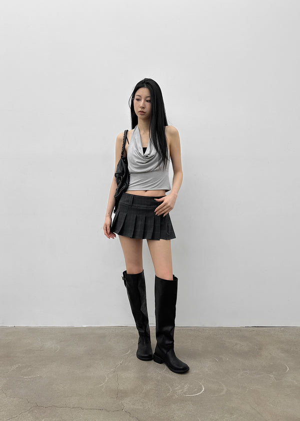 Tom Lee Check Pleated Miniskirt