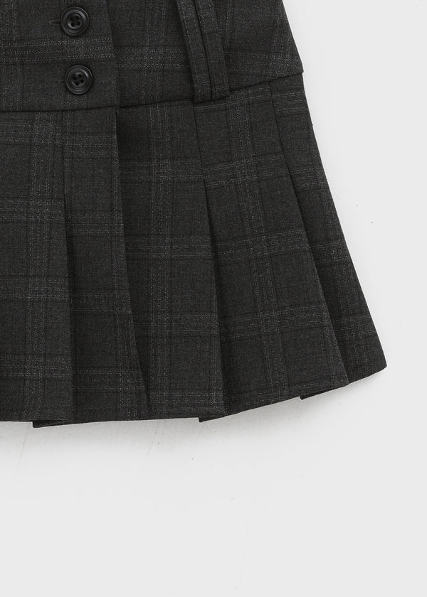 Tom Lee Check Pleated Miniskirt