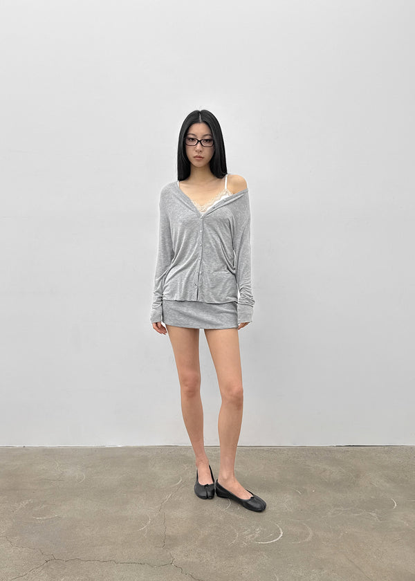 Tipol V-neck Tencel Long Cardigan