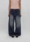 Latka Cut-out Washed Wide Denim Pants