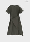 Hellos Nylon Short Sleeve Wrap Long Dress