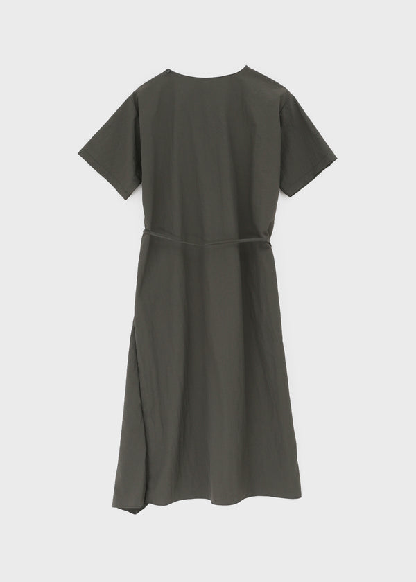 Hellos Nylon Short Sleeve Wrap Long Dress