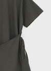 Hellos Nylon Short Sleeve Wrap Long Dress