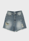 Kallang Tin-washed Damaged Denim Shorts