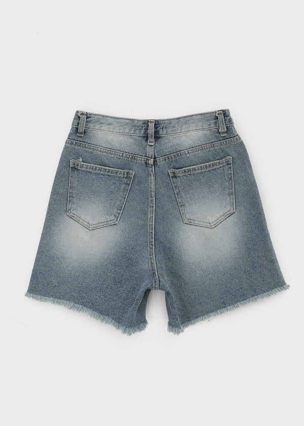 Kallang Tin-washed Damaged Denim Shorts