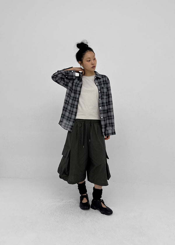 (UNISEX) Cupy Linen-like Cargo Bermuda Shorts