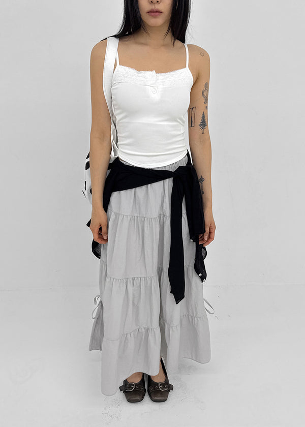Shupong Henley Neck Lace Crop Sleeveless (Built-in Cap)