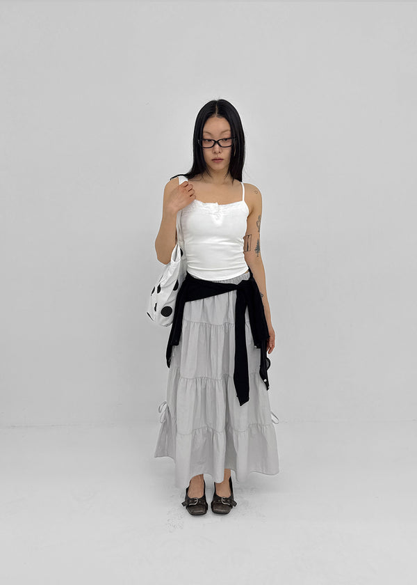 Shupong Henley Neck Lace Crop Sleeveless (Built-in Cap)