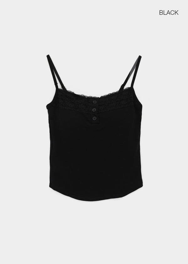 Shupong Henley Neck Lace Crop Sleeveless (Built-in Cap)