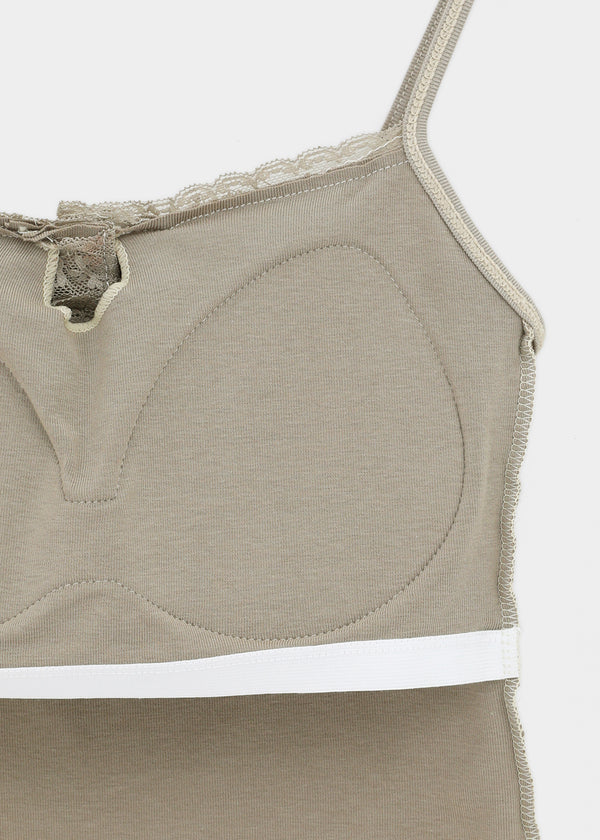 Shupong Henley Neck Lace Crop Sleeveless (Built-in Cap)