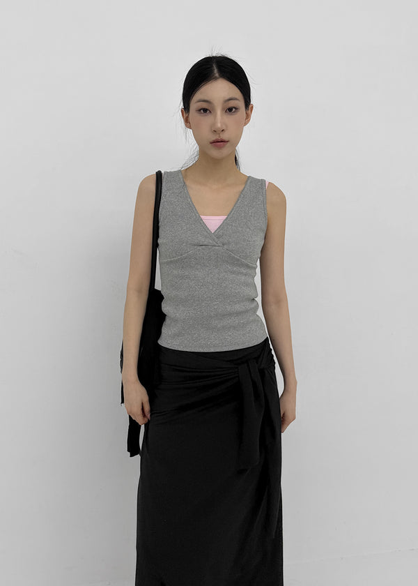 Forete V-neck Wrap Sleeveless Top
