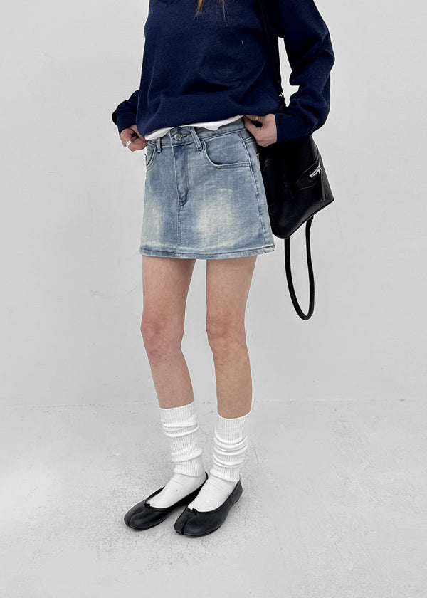 Kb Back Pocket Denim Mini Skirt Pants