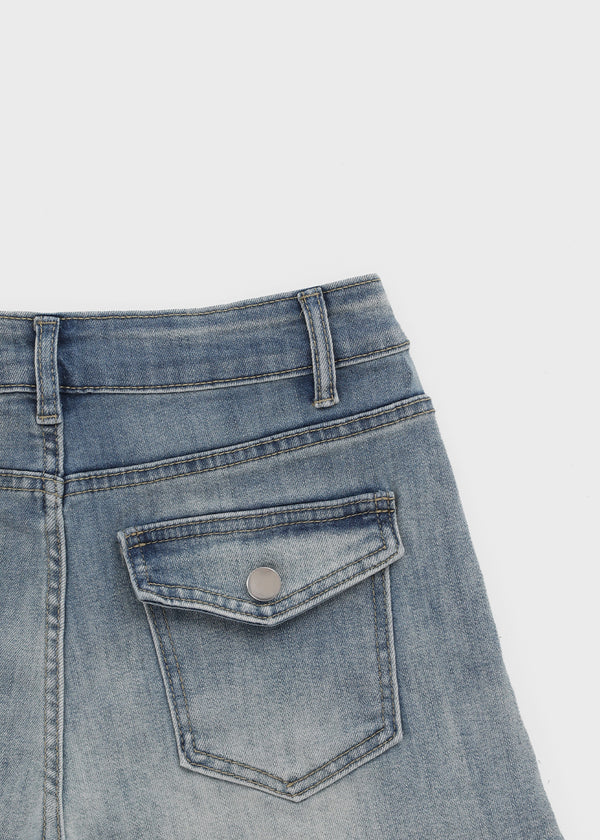 Kb Back Pocket Denim Mini Skirt Pants