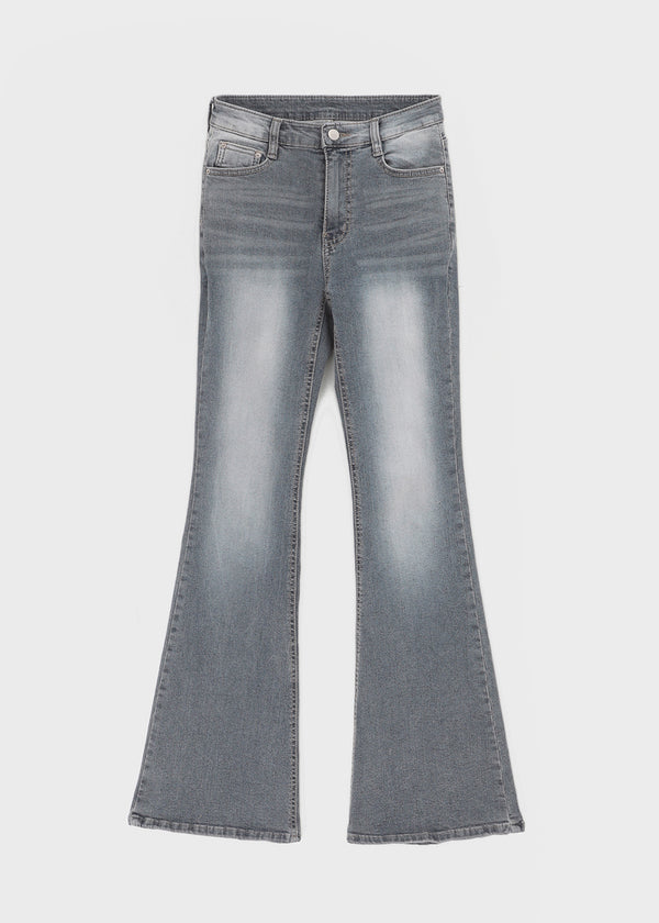 Loctong Hip-dip Washed Bootcut Denim Pants