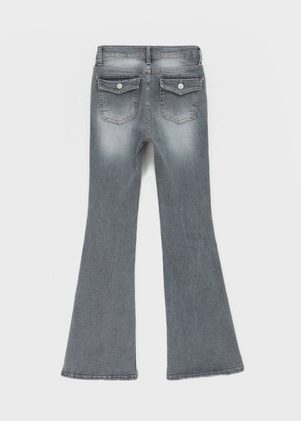 Loctong Hip-dip Washed Bootcut Denim Pants