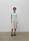 Shadin Button V-sleeve Short Sleeve Knit