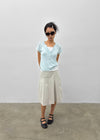 Shadin Button V-sleeve Short Sleeve Knit