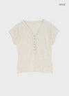 Shadin Button V-sleeve Short Sleeve Knit