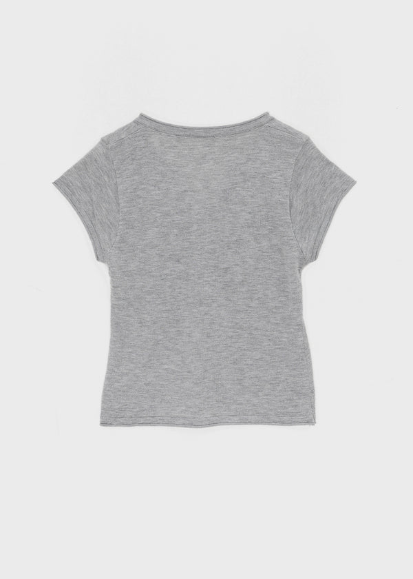 Shadin Button V-sleeve Short Sleeve Knit