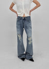 Caliac Washed Damaged Bootcut Denim Pants