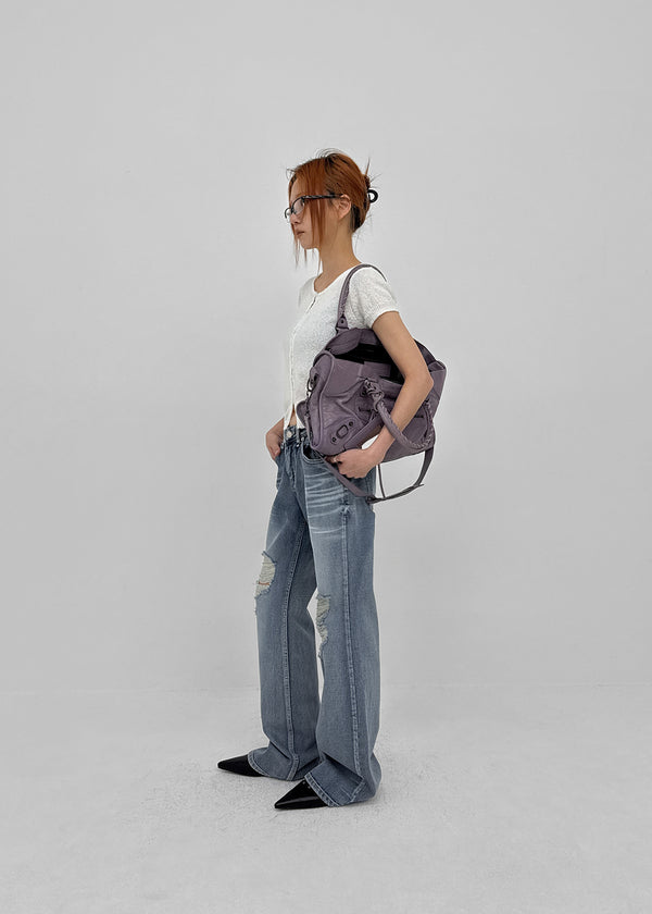 Caliac Washed Damaged Bootcut Denim Pants