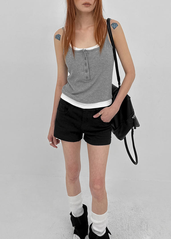Flobin Button Layered Sleeveless (Built-in Cap)