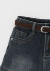 Zeu Back Pocket Denim Shorts (Belt Set)