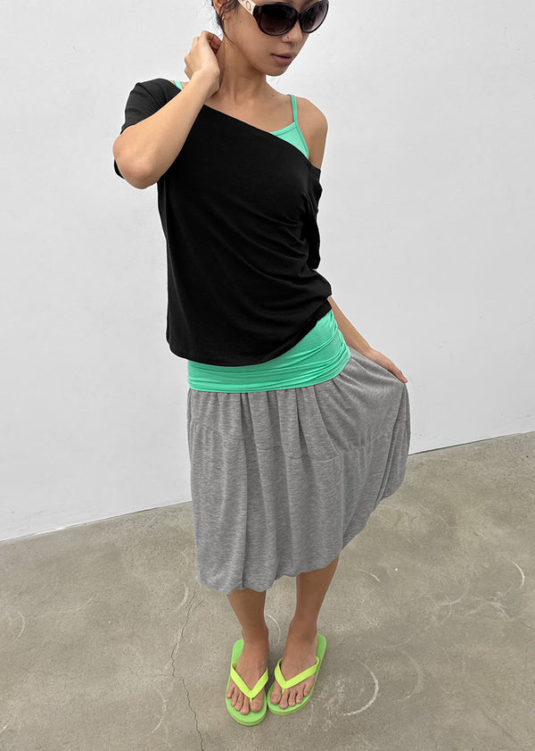 Territ Balloon Banding Midi Skirt