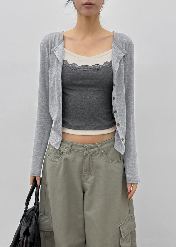 Ruav Button Round Cardigan