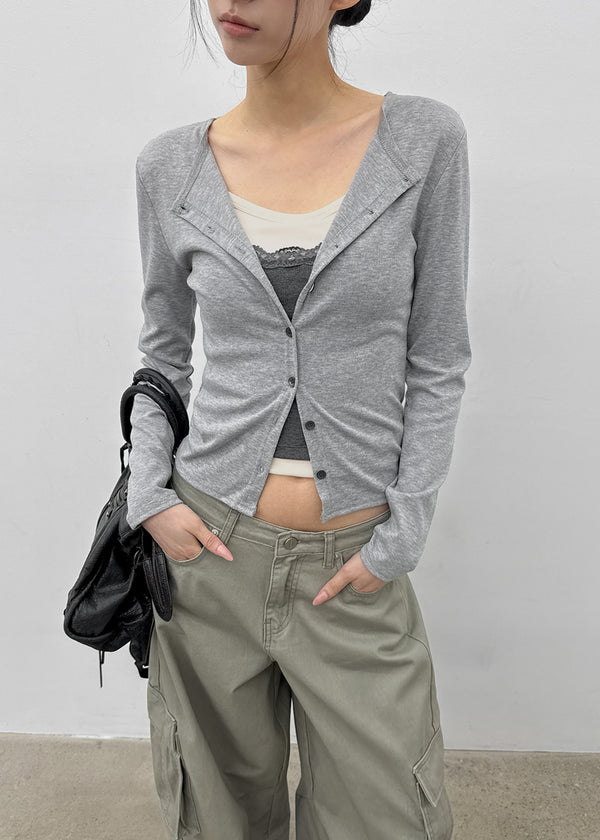 Ruav Button Round Cardigan