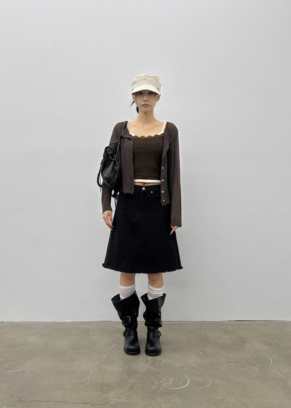 Onetic Cutting Cotton Midi Skirt