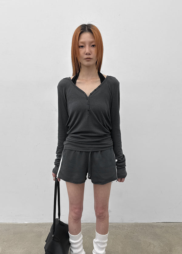 Rotine Henley Neck Long-sleeve Hoodie
