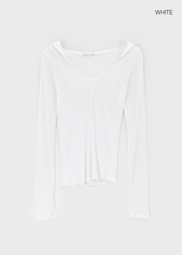 Rotine Henley Neck Long-sleeve Hoodie