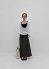 Pelian Nylon Shirred Long Skirt